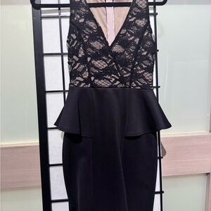 Elegant Black Lace Peplum Dress